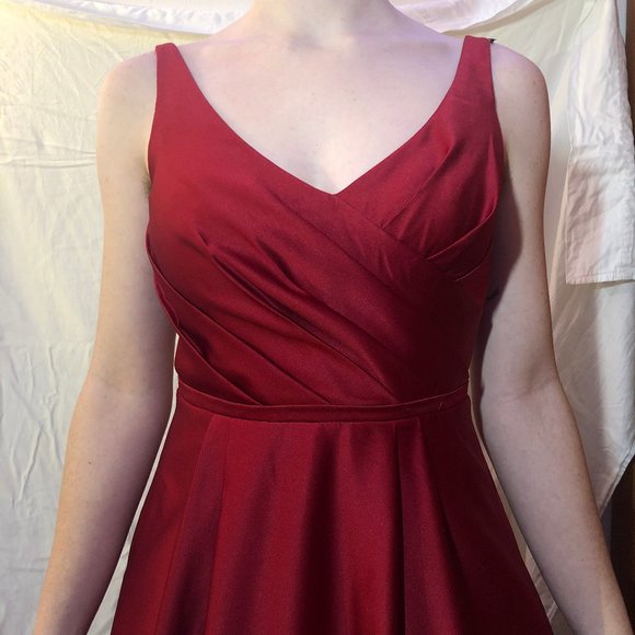 Ruby Red David's Bridal Prom Dress - Picture 1 of 6